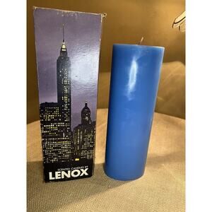 LENOX Blue Scented Candle, 10 inches Tall, Oval Pillar Shape